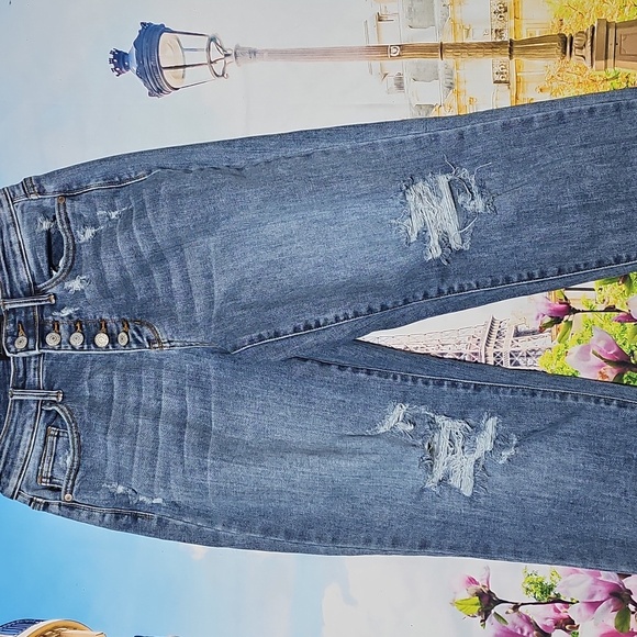 Judy Blue 5 Button Distressed High Waisted Boyfriend Jeans Size 3/26 - Picture 3 of 7